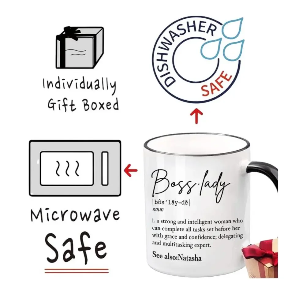 Gifts for your Boss Lady Mug White Ceramic coffee cup strong & intelligent woman